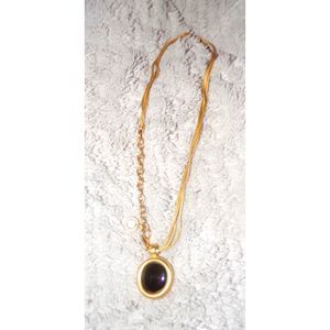 Gold tone Heavy Snake Chain with pendant with black stone